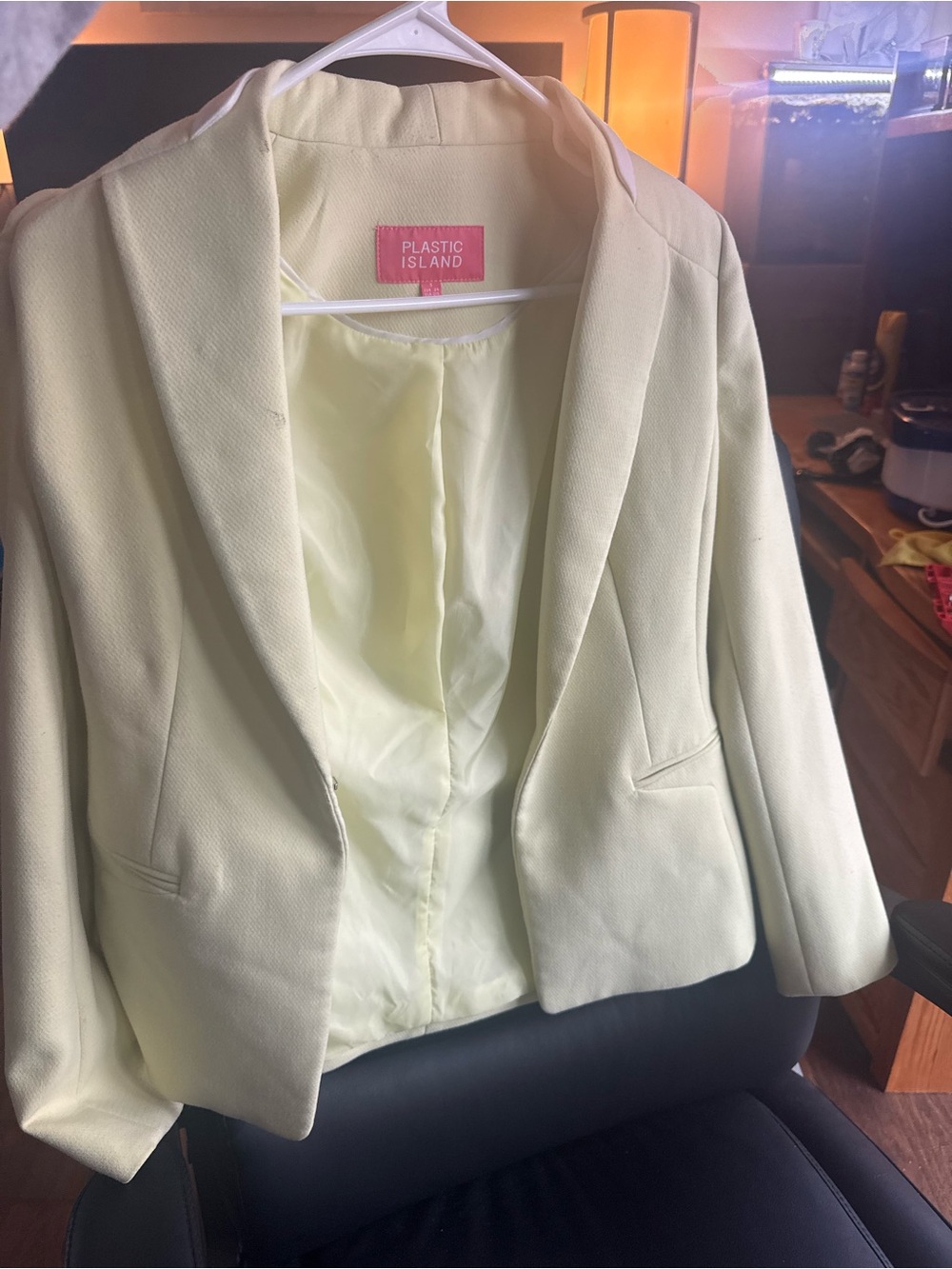 Plastic Island Light Yellow Women's Blazer Jacket